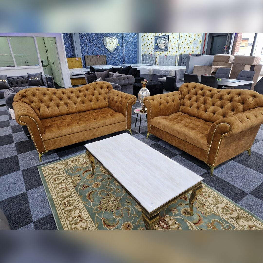ELEGANCE CHESTERFIELD SOFA 3+2 GOLD