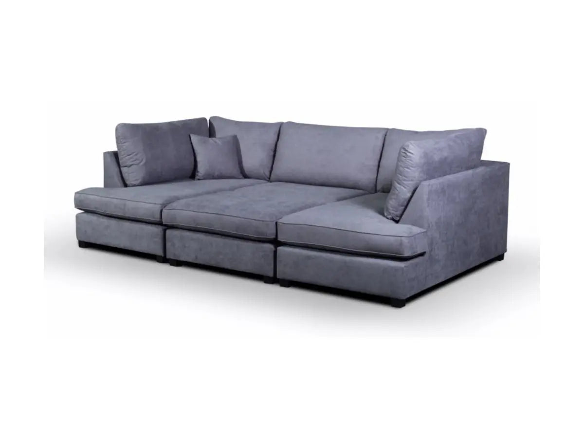 Furnish UK grey U shape sofa designed as a comfortable cinema sectional sofa UK with plush cushions