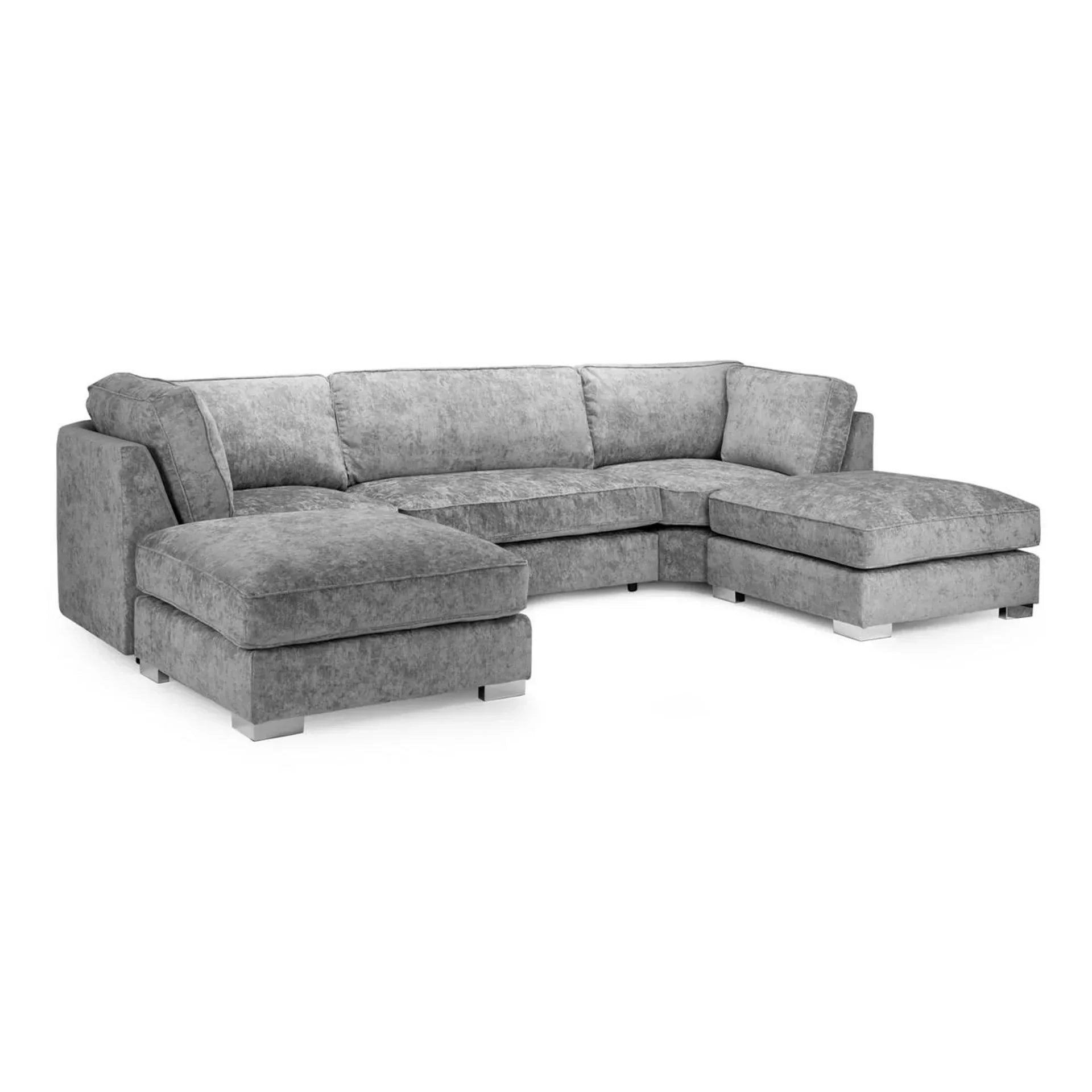 Furnish UK modern beige U shaped sofa with plush cushions and spacious seating