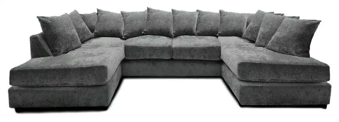 Furnish UK U shape chenille corner sofa in dark gray with plush cushions and spacious seating