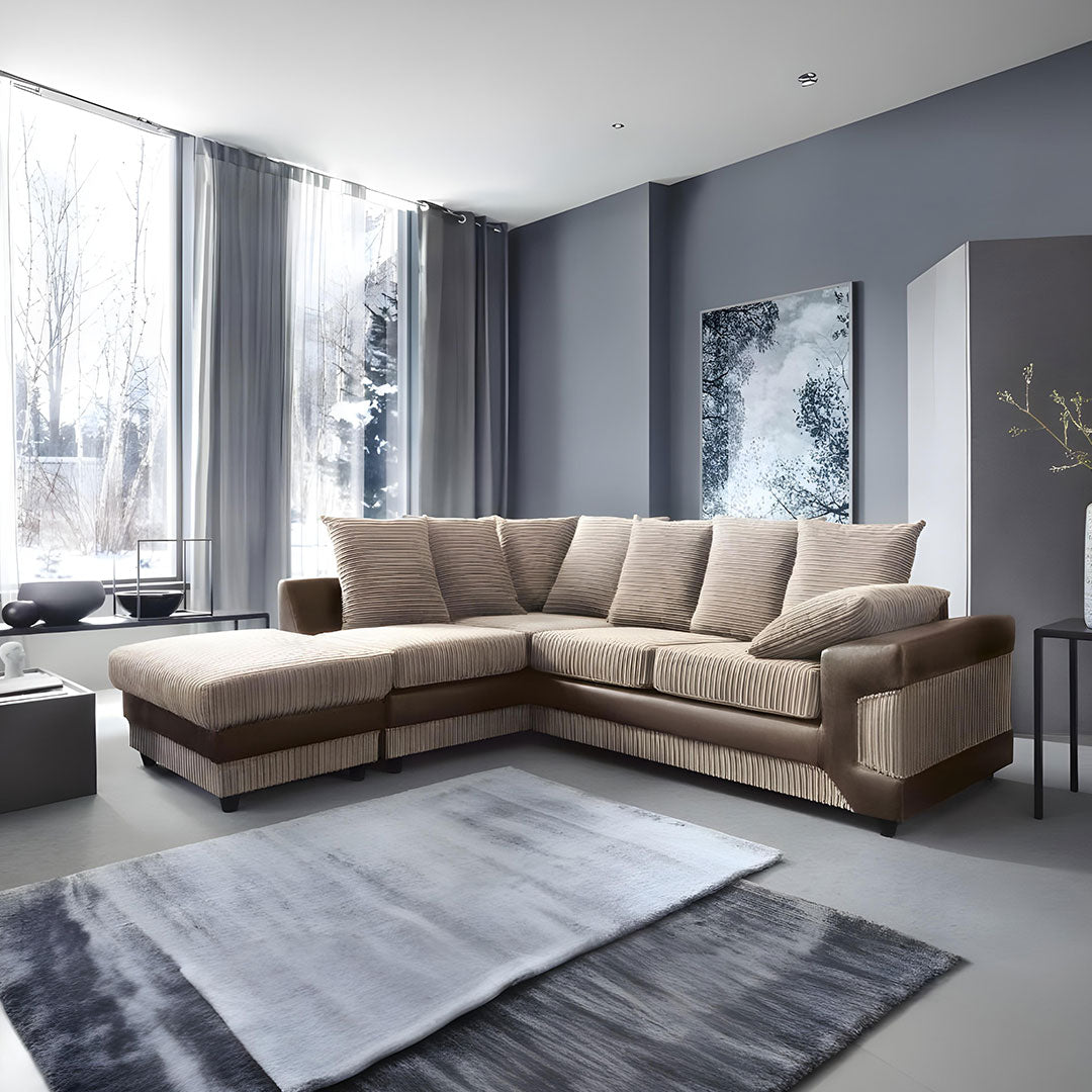 DINO CORNER SOFA BEIGE AND BROWN