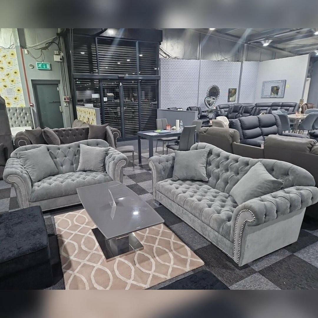 ELEGANCE CHESTERFIELD SOFA 3+2 GREY