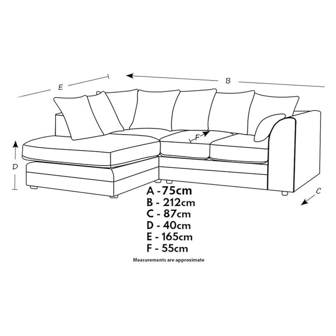 DYLAN FABRIC CORNER SOFA GREY | SOFT JUMBO CORD 3-4 SEATER CORNER SOFA