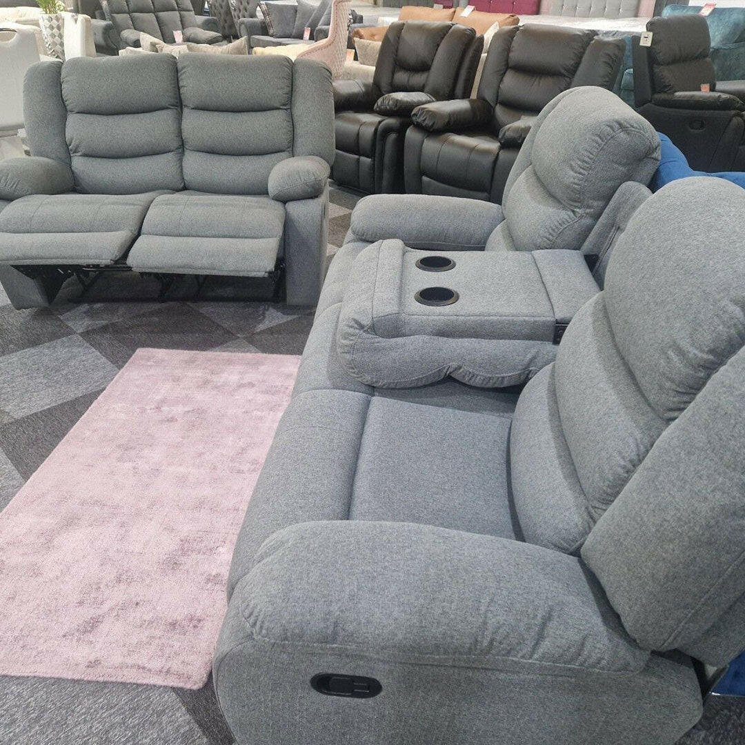 ROMA FABRIC SOFA 3+2 SEATER GREY