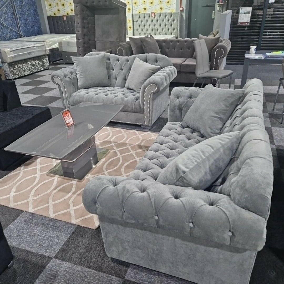 ELEGANCE CHESTERFIELD SOFA 3+2 GREY