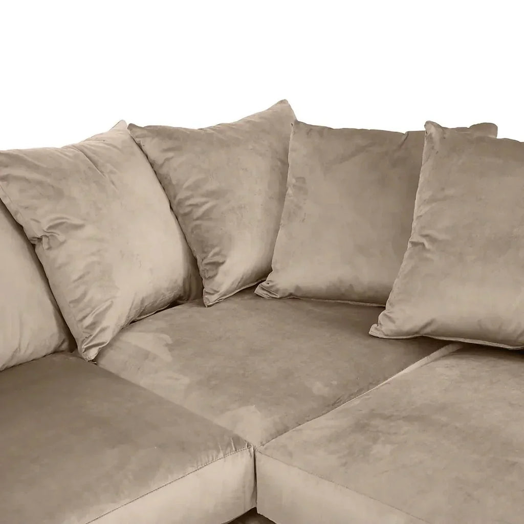 DYLAN PLUSH VELVET 4 SEATER SINGLE ARM CORNER SOFA