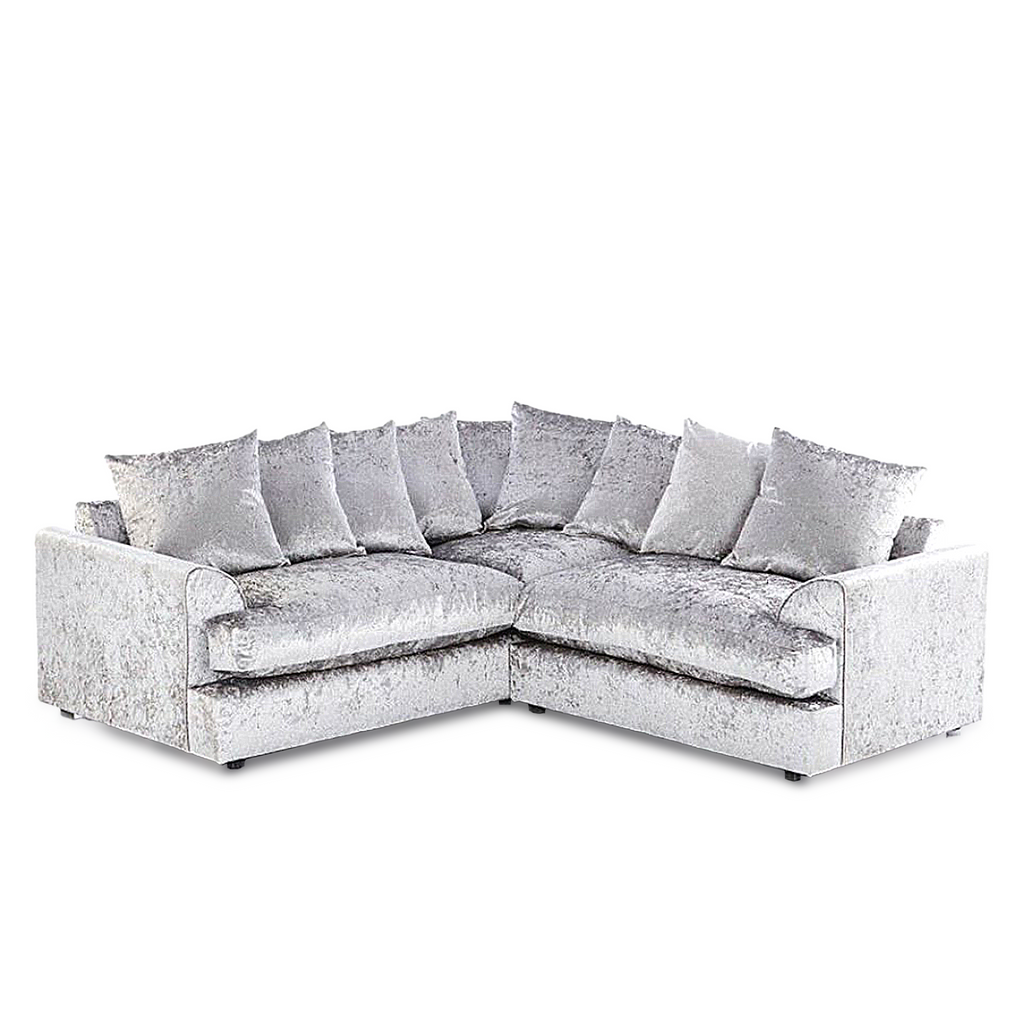DYLAN CRUSH VELVET WIDE ARMREST 5 SEATER WITH FOOTSTOOL – CLASSIC CORNER SOFA