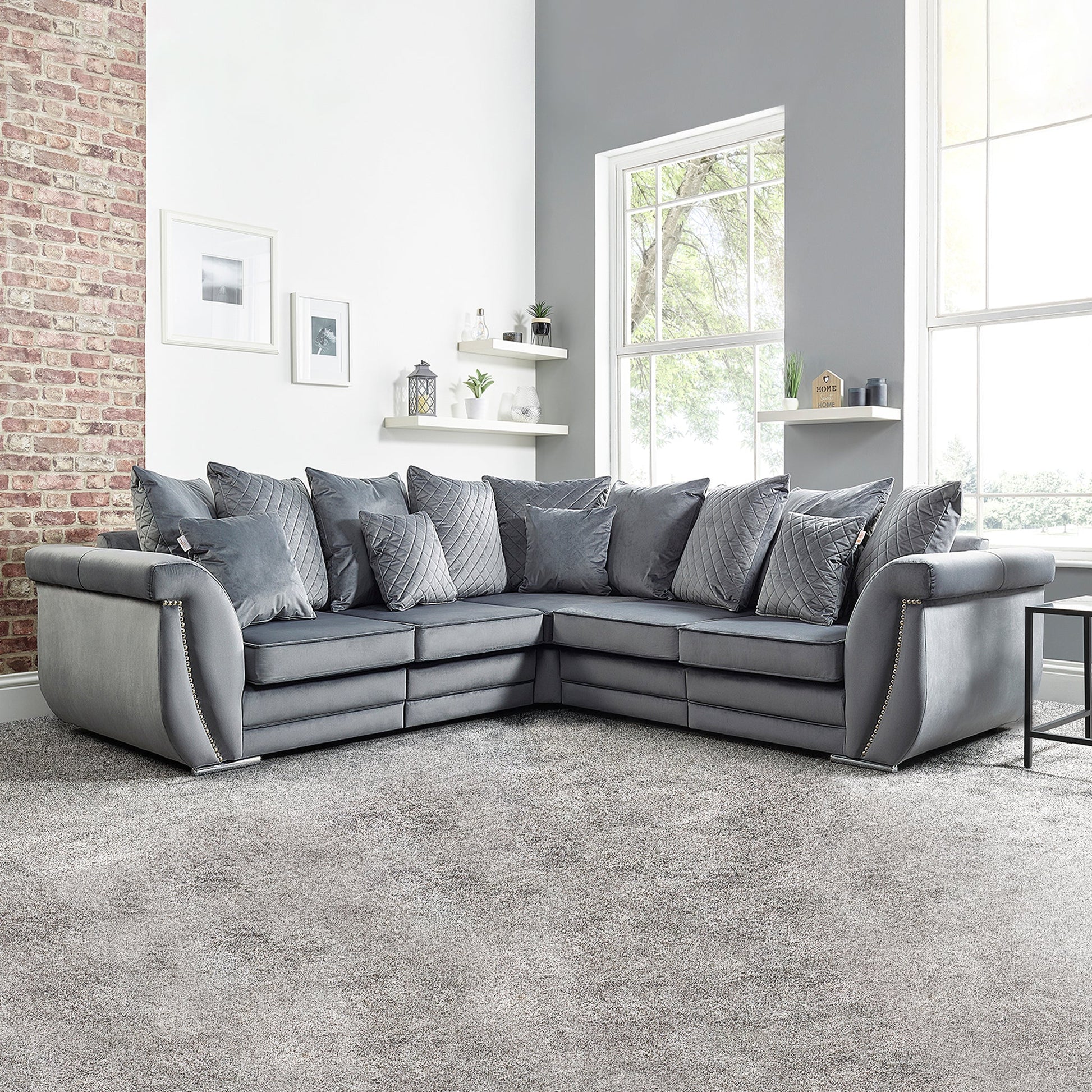 Falcon Chenille Fabric 5 Seater Wide Armrest Comfortable Luxurious Corner Sofa