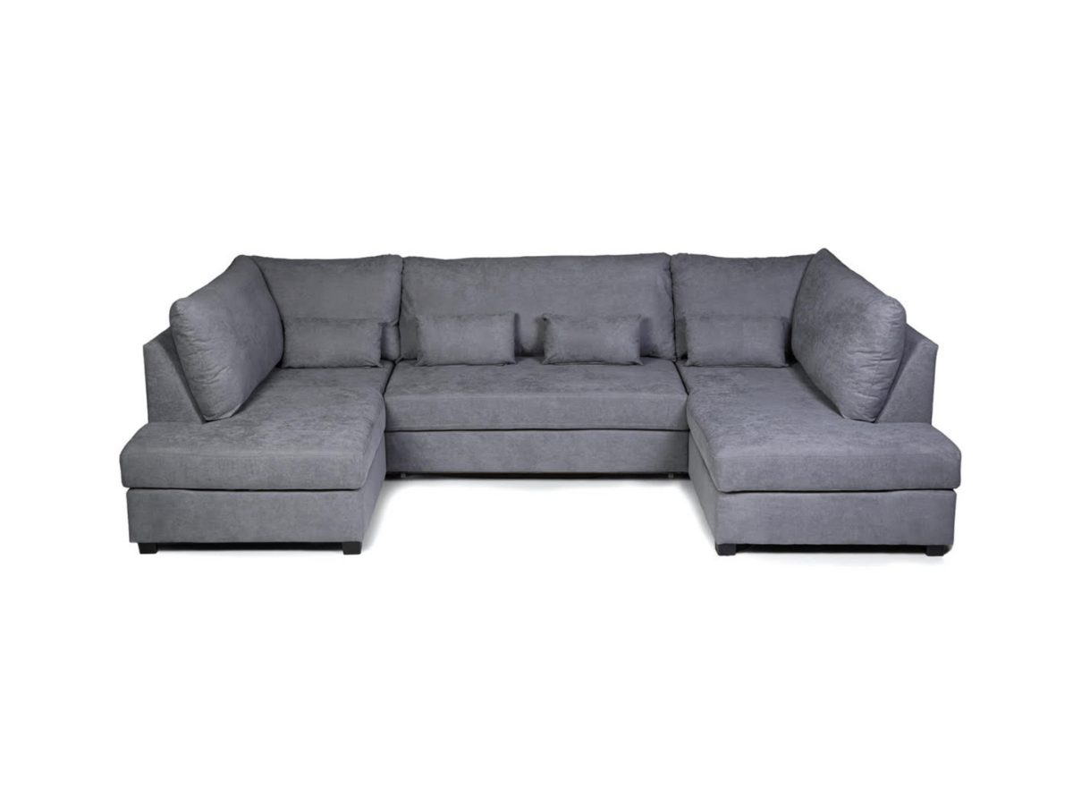 Deluxe Grey U Shape Sofa Bed With Storage Kensington Fabric | SofaSaleHub UK