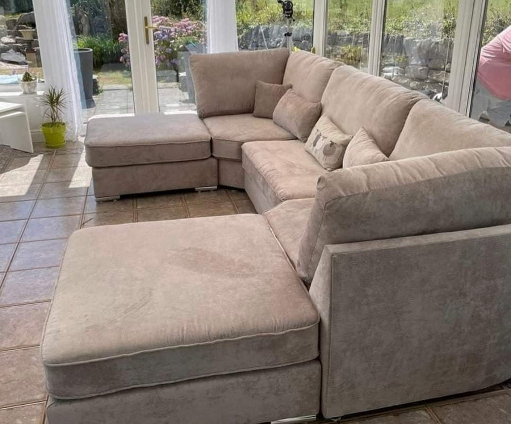 LARGE BISHOP U-SHAPE SOFA – SPACIOUS LUXURY WITH REMOVABLE STOOLS!