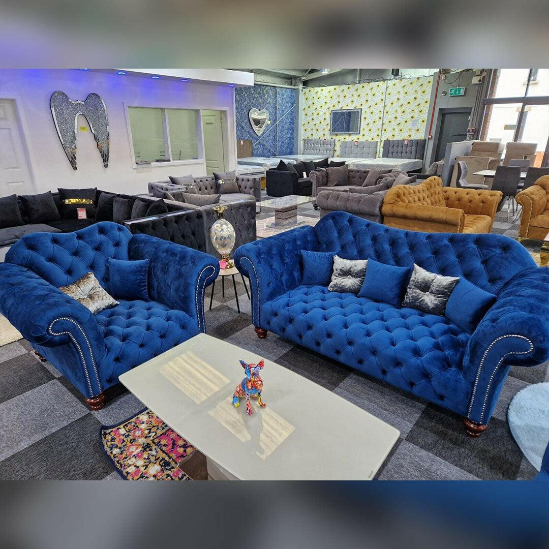 ELEGANCE CHESTERFIELD SOFA 3+2 BLUE