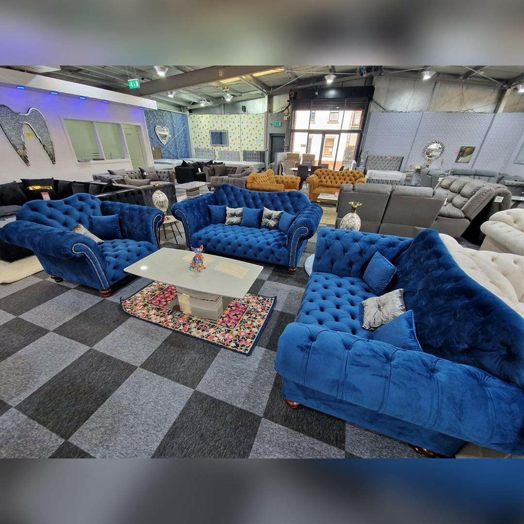 ELEGANCE CHESTERFIELD SOFA 3+2 BLUE