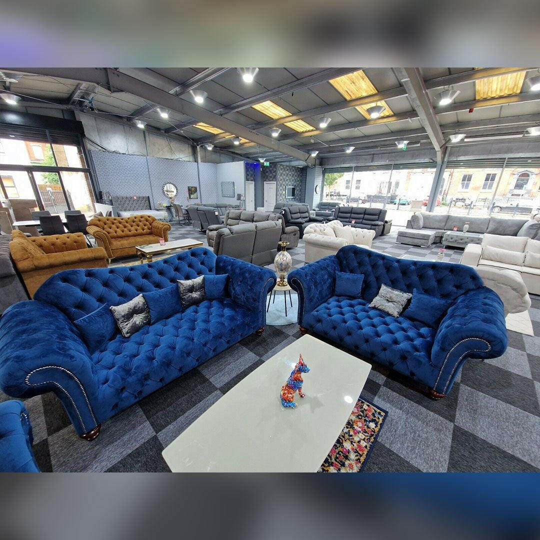 ELEGANCE CHESTERFIELD SOFA 3+2 BLUE