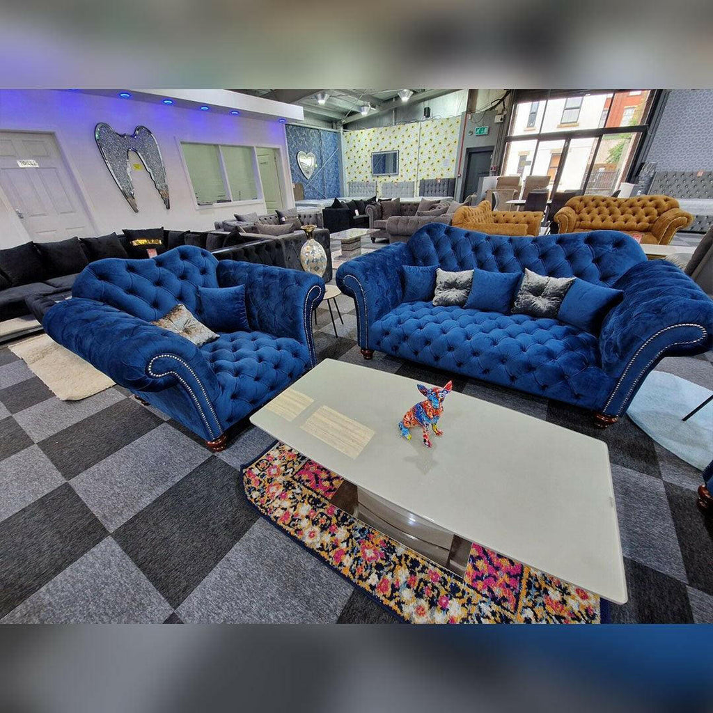 ELEGANCE CHESTERFIELD SOFA 3+2 BLUE