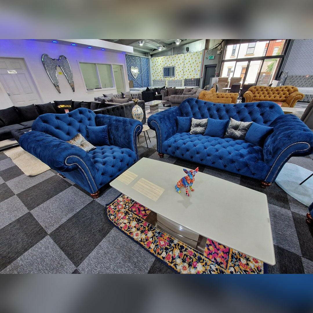 ELEGANCE CHESTERFIELD SOFA 3+2 BLUE