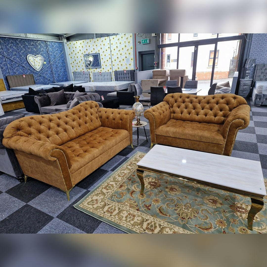 ELEGANCE CHESTERFIELD SOFA 3+2 GOLD
