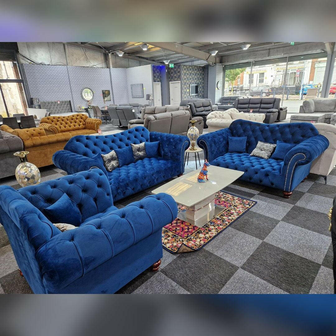 ELEGANCE CHESTERFIELD SOFA 3+2 BLUE