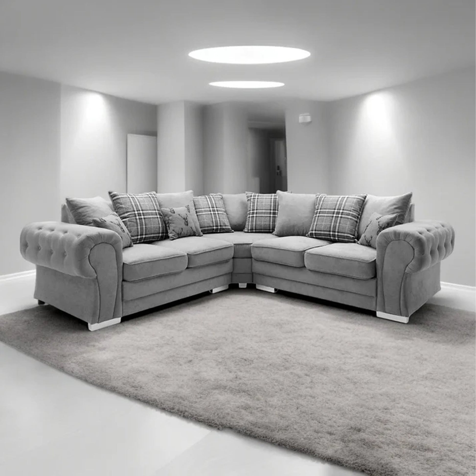 MODERN VERONA CHESTER FIELDS 5 SEATER LUXURIOUS FABRIC SOFA