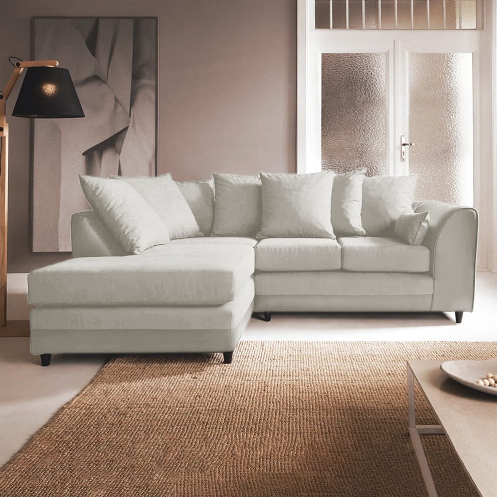 DYLAN PLUSH VELVET 4 SEATER SINGLE ARM CORNER SOFA | SofaSaleHub UK