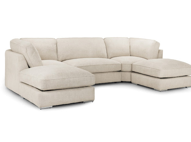 Furnish UK comfortable U shaped lounge sofa in beige with plush cushions and modern design