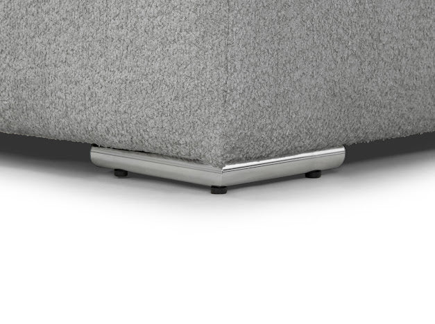 Close-up of metal leg detail on comfortable U shaped lounge sofa by Furnish UK in gray fabric