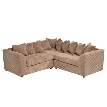 Dylan jumbo large corner sofa with armrests in brown corduroy fabric by Furnish UK