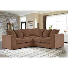 Dylan jumbo large corner sofa with armrests in brown fabric displayed in a bright living room