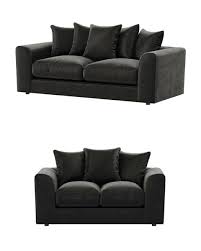 DYLAN velvet sofa for living room 3 plus 2 sofa set in dark gray by Furnish UK with soft cushions