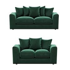 DYLAN velvet sofa for living room by Furnish UK in green 3 plus 2 seater sofa set with plush cushions
