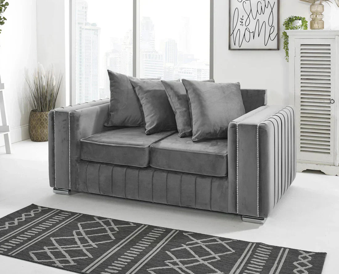 Gray LAYLA sofa for living room with plush cushions and modern design by Furnish UK