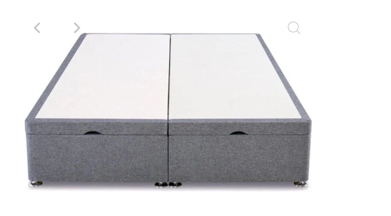 Furnish UK grey ottoman divan bed with storage featuring split base and sturdy legs