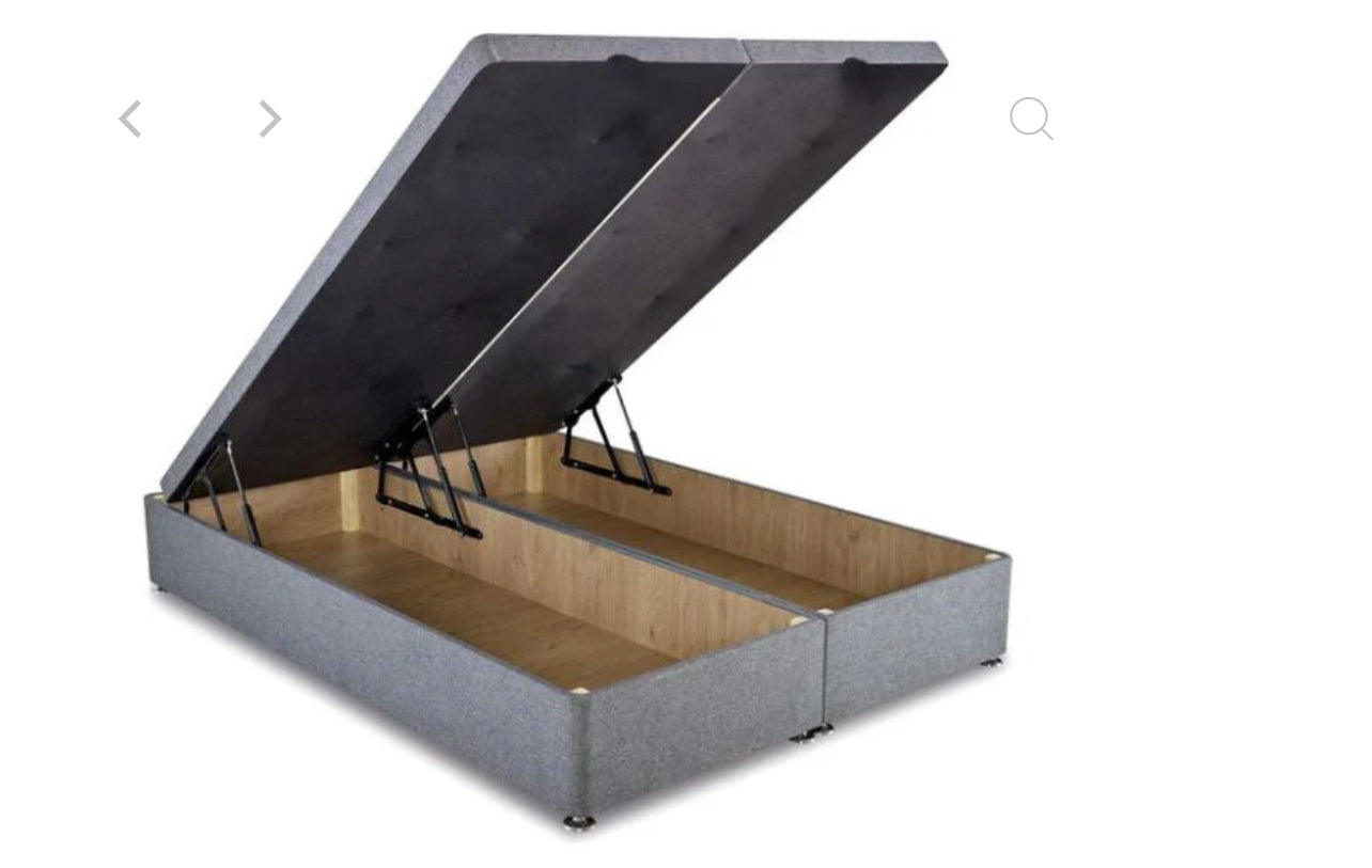 Furnish UK gray ottoman divan bed with storage showing spacious underbed compartment