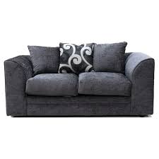 Dylan 3 and 2 seater sofa bundle by Furnish UK in dark gray fabric with two solid cushions and one patterned cushion