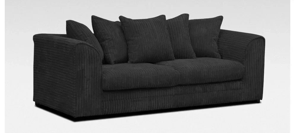 DYLAN cord sofa for living room black 3 plus 2 sofa set with soft cushions by Furnish UK