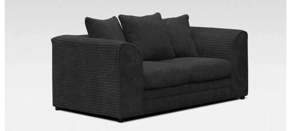 Furnish UK DYLAN cord sofa for living room in black 3 plus 2 sofa with plush cushions and textured fabric
