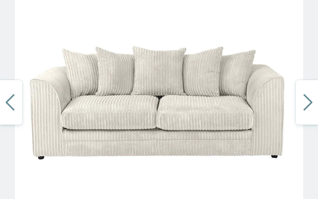 Furnish UK DYLAN cord sofa for living room 3 plus 2 beige textured fabric with cushions