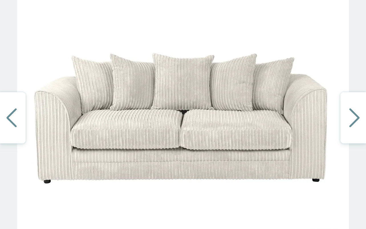 Furnish UK DYLAN cord sofa for living room 3 plus 2 beige textured fabric with cushions