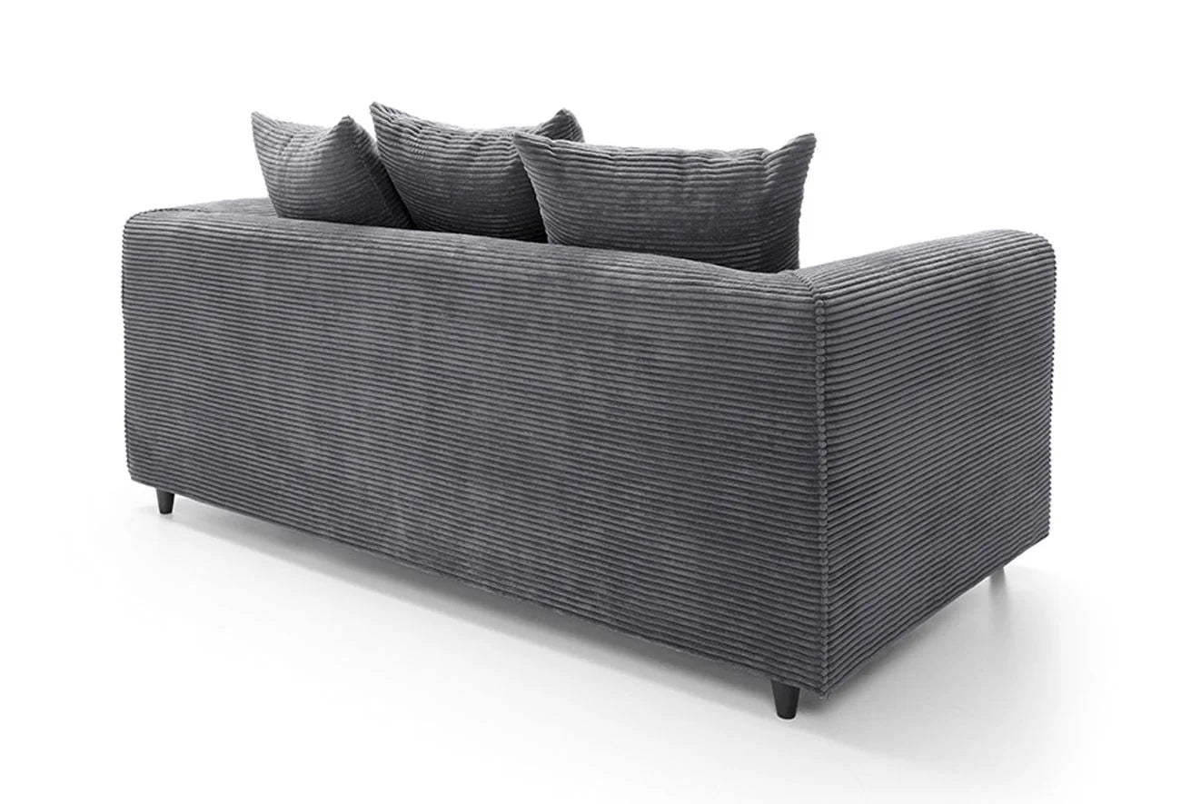 Furnish UK DYLAN cord sofa for living room 3 plus 2 sofa set in dark gray with corduroy fabric and cushions