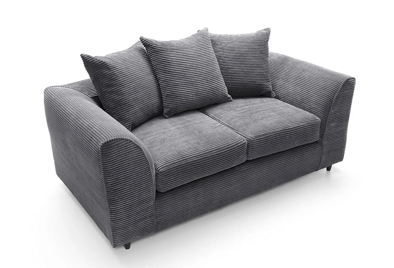 Furnish UK DYLAN cord sofa for living room in grey with soft cushions and plush cord fabric