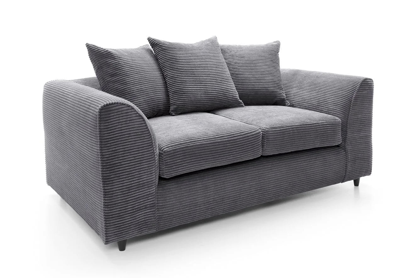 Furnish UK DYLAN cord sofa for living room in gray with plush cushions and modern design