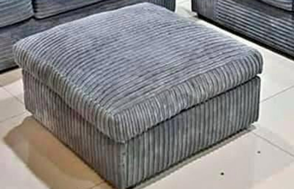 Grey DYLAN cord sofa for living room large cushioned ottoman from Furnish UK 3 plus 2 sofa set