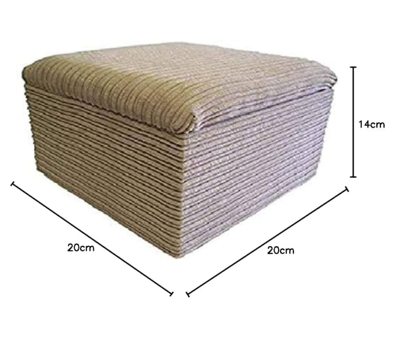 DYLAN cord sofa for living room beige ottoman with ribbed texture and dimensions 20 by 20 centimeters