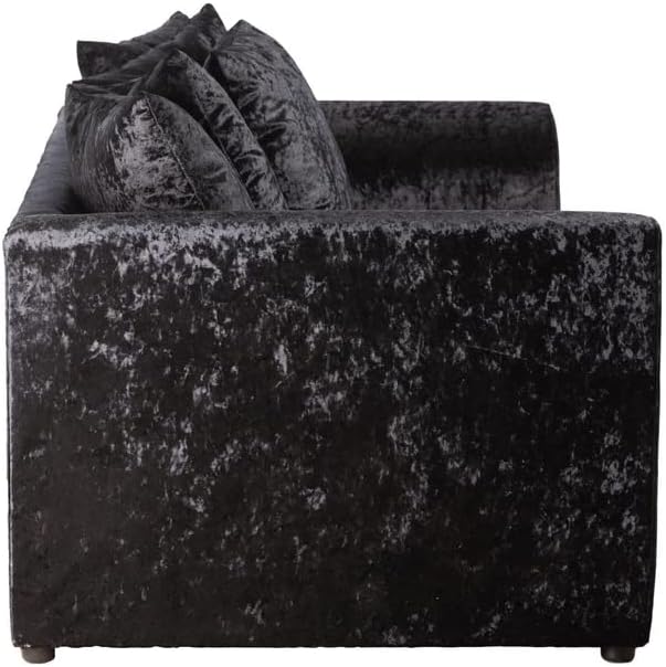 Dylan crushed velvet 3 plus 2 seater sofa set by Furnish UK in black with plush cushions