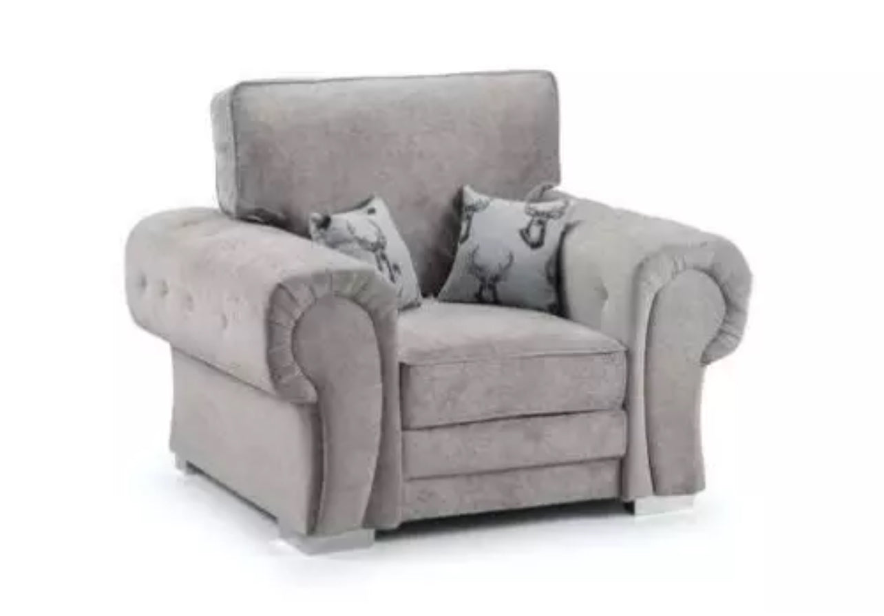 Furnish UK Verona corner sofa single gray armchair with plush cushions and decorative pillows