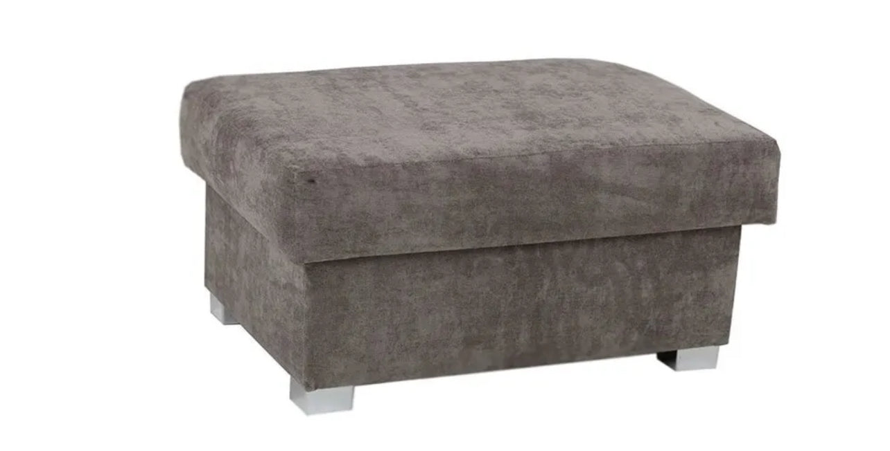 Plush grey ottoman complement for Verona corner sofa by Furnish UK with sturdy silver legs